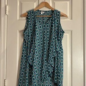 Jules & Leopold Teal and White Geometric Tank Top